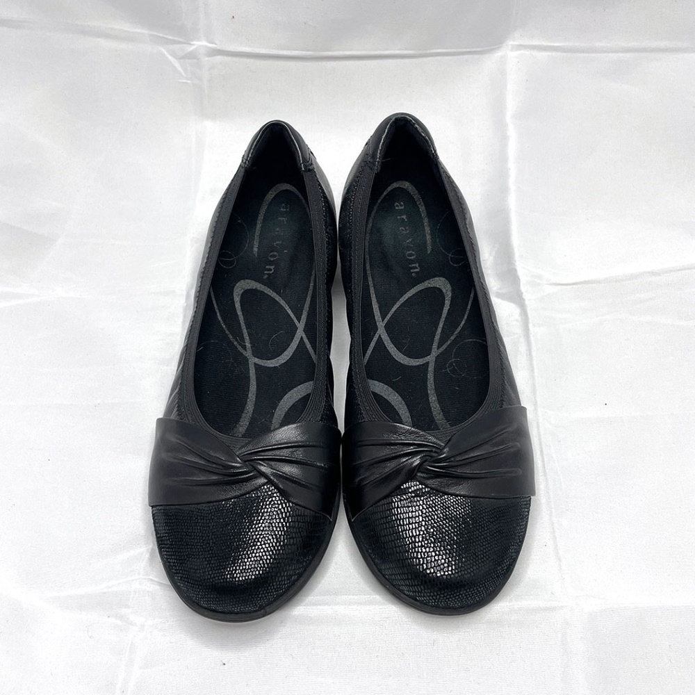 Rockport Aravon Black Andrea AR Ballet Flat Sz 7D WIDE